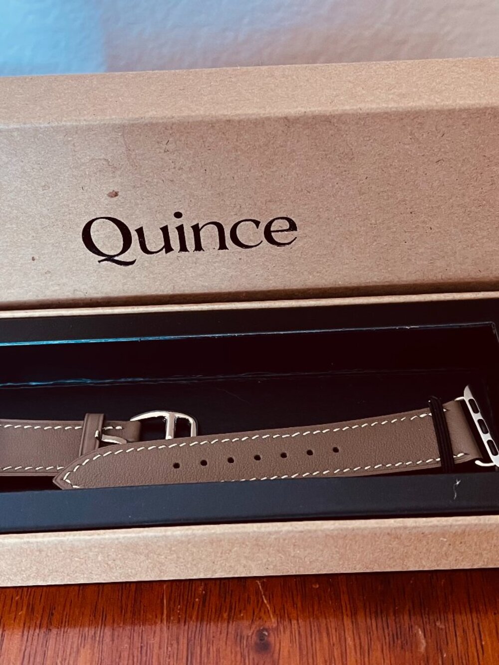 Quince Leather Apple Watch Band Taupe Silver 38-42mm NWT Box